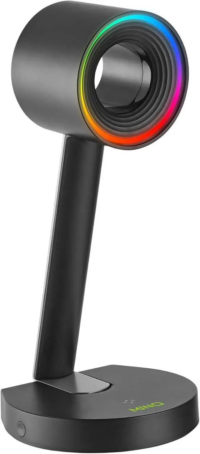 Alt view image 2 of 7 - MINQ RGB Ring Shape Headphones Stand for Desk - Wireless Phone Charger Stand - Gamer Headset Stand, Airpod Max Stand - USB, USB C Charging & Aux - Perfect Gaming Accessories - Black
