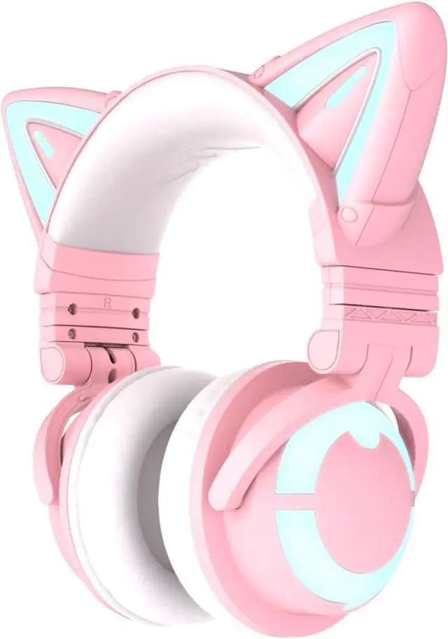 Main image of YOWU RGB Cat Ear Headphone 3S Wireless 5.0 Foldable Gaming Headset with Built-in Mic & Customizable Lighting and Effect via APP, Type-C Charging Audio Cable, for PC Laptop Mac Smartphone