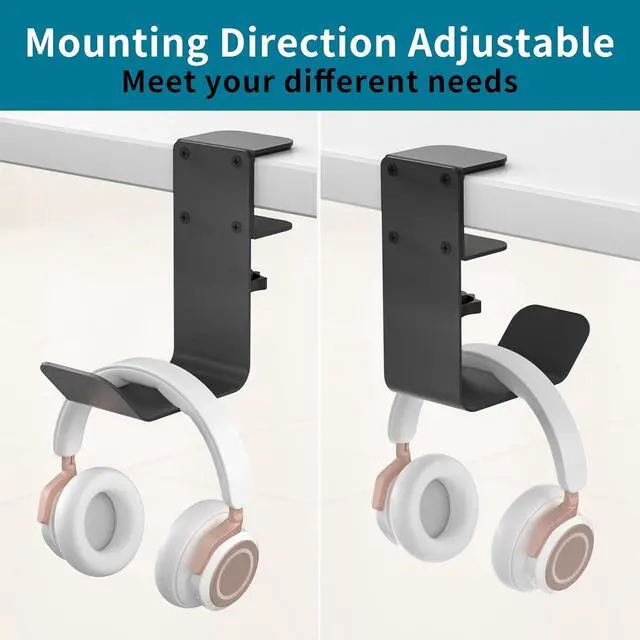 Alt view image 2 of 7 - Clamp-On Under Desk Headphone Holder/Backpack Hook/PC Gaming Headset Headphone Hanger Mount, Provides a Convenient Place to Hang Headsets or Bags