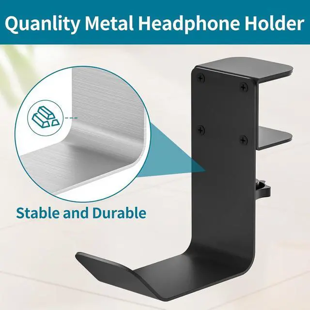 Alt view image 4 of 7 - Clamp-On Under Desk Headphone Holder/Backpack Hook/PC Gaming Headset Headphone Hanger Mount, Provides a Convenient Place to Hang Headsets or Bags