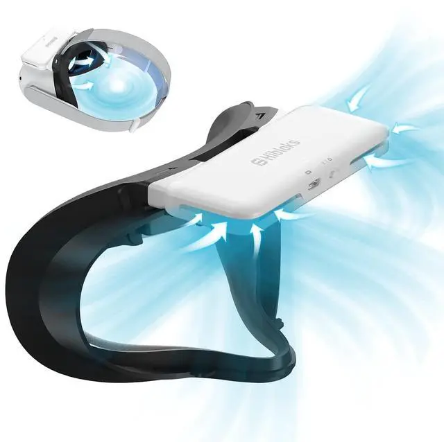 Main image of HiBloks Cooling Fan Face Cover for Meta/Oculus Quest 2 Accessories, Soft Lycra Cotton, Quest 2 Cooling Fan Active Air Circulation Ventilation to Relieve Lens Fogging (2 Speeds)