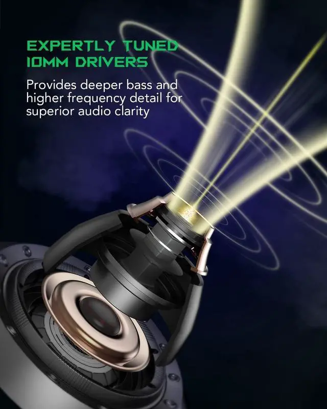 Alt view image 3 of 7 - Black Shark Wireless Gaming Earbuds with Charging Case, Hi-Fi Stereo Bluetooth Game Earphones with Noise Cancelling Microphone, IPX5 Waterproof Premium Deep Bass for iPhone Android Sport Workout Music