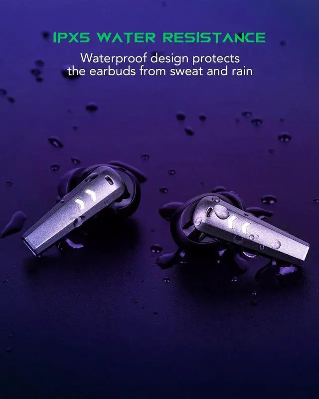 Alt view image 6 of 7 - Black Shark Wireless Gaming Earbuds with Charging Case, Hi-Fi Stereo Bluetooth Game Earphones with Noise Cancelling Microphone, IPX5 Waterproof Premium Deep Bass for iPhone Android Sport Workout Music