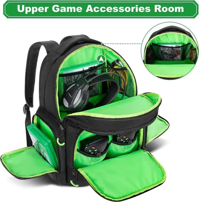 Alt view image 4 of 7 - Carry Backpack Compatible with Xbox Series X/S Console, Travel Carrying Case with Separate Storage Room for Console, Headset, Controllers, Multiple Pockets for Gaming Accessories(Patent Design)