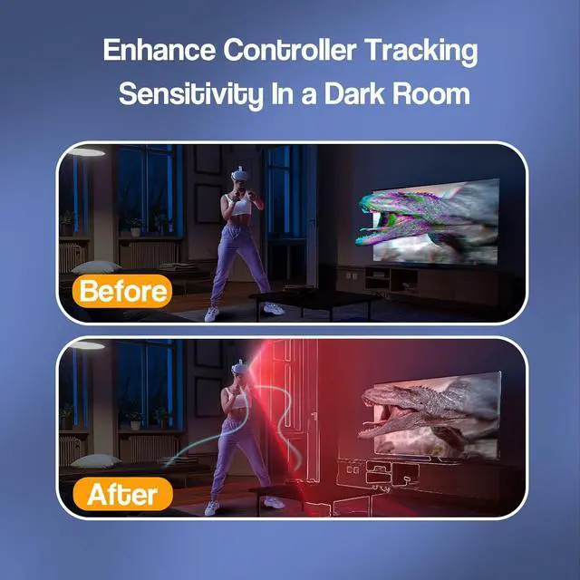 Alt view image 2 of 7 - Hanpusen Battery Pack with Ir Light for Oculus Quest 2, Ir Illuminator Infrared Light with 5000mAh Charger for Quest 2 Accessories, Enhance Tracking in Dark Extended 2-4 Hours Play Time