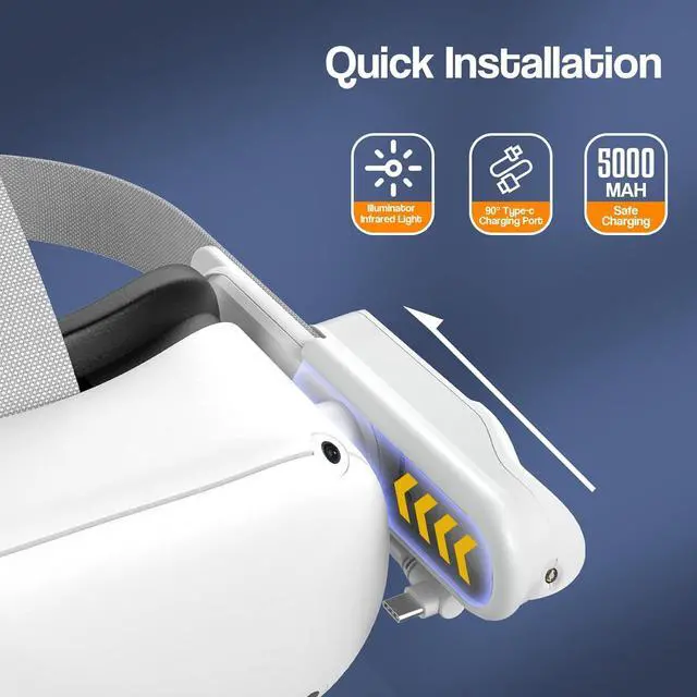 Alt view image 7 of 7 - Hanpusen Battery Pack with Ir Light for Oculus Quest 2, Ir Illuminator Infrared Light with 5000mAh Charger for Quest 2 Accessories, Enhance Tracking in Dark Extended 2-4 Hours Play Time