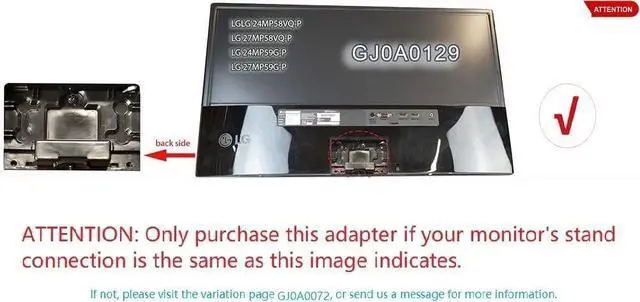 Alt view image 5 of 6 - Gladiator Joe Monitor Arm/Mount VESA Bracket Adapter Compatible with Gladiator Joe LG24mp58vq 24MP58VQ-P, 24MP59G, 24MP59G-P, 24MP60VQ, 27MP58VQ, 27MP58VQ-P