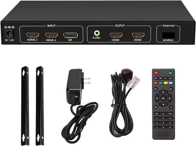Alt view image 7 of 7 - 4K Video Wall Controller, 1x2 TV Wall Processor Input Support 3840x2160@60HZ /30HZ DP1.2 Signal, Support Each Output 1920x1080/60HZ, Real 4K Resolution