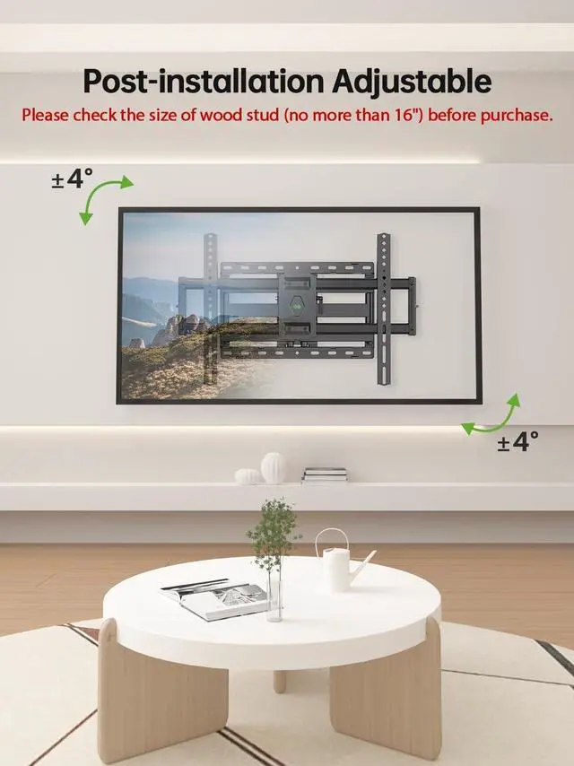 Alt view image 6 of 7 - USX Mount Full Motion TV Wall Mount for Most 42-86 inch Flat Screen/LED/4K, TV Mount Bracket Dual Swivel Articulating Tilt 6 Arms, Fits 8 12 16" Wood Studs,Max VESA 600x400mm, Holds up to 132lbs