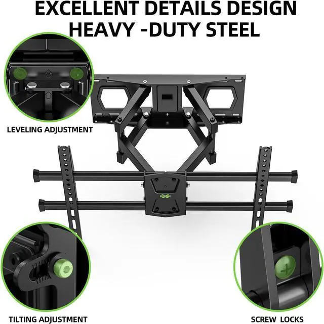 Alt view image 5 of 7 - USX MOUNT Full Motion TV Wall Mount for 42-80 Inch TVs up to 120lbs, Wall Mount TV Bracket with Articulating Swivel Tilt Extension Leveling, Max VESA 600x400mm Fits 12/16" Wood Stud