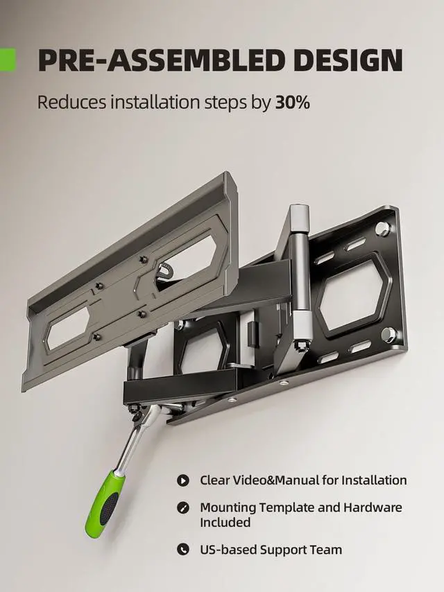 Alt view image 3 of 7 - USX MOUNT TV Wall Mount for 32-65 inch Flat Screen/LED/4K up to 110lbs, Full Motion TV Mount Bracket with Swivel & Tilt Articulating Dual Arms, Max VESA 400x400mm, Fits 12/16" Wood Studs