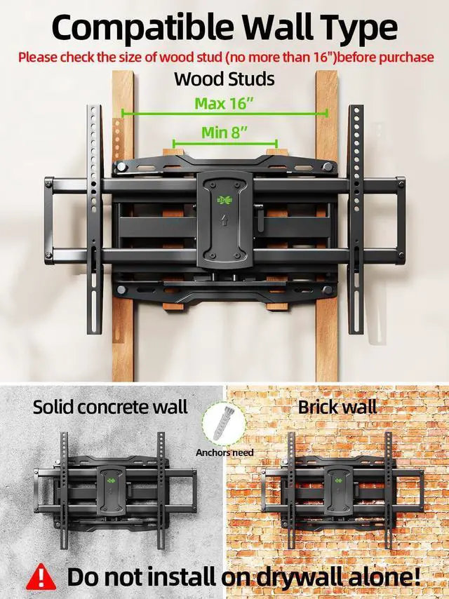 Alt view image 2 of 7 - USX Mount Full Motion TV Wall Mount for 42-85 inch TV Mount Swivel and Tilt Wall Mount Bracket with Dual Articulating Arms Up to 132lbs VESA 600x400mm Max 16 Wood Studs UL Listed XML019