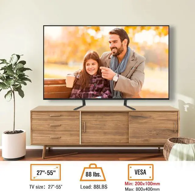 Alt view image 2 of 7 - ELIVED Universal Table Top TV Stand for Most 27 to 55 inch LCD LED Plasma Flat Screen TVs, TV Base Height Adjustable Leg Stand Holds up to 88 lbs, VESA up to 800x400mm, YD1014