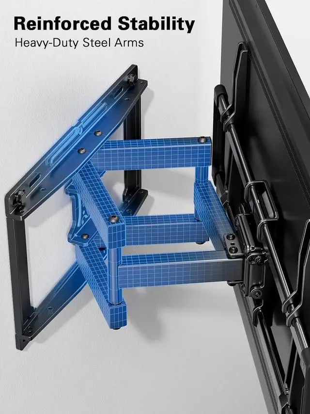 Alt view image 3 of 7 - Full Motion TV Wall Mount for 4082 inch Flat or Curved TVs Smooth Swivel & Extension Tool-Free Tilt with Heavy-Duty Arms Max VESA 600x400mm up to 110 lbs Fits 12/16 Wood Studs PILF11
