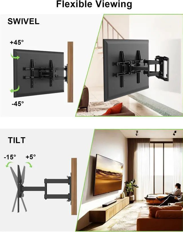 Alt view image 4 of 7 - USX MOUNT Full Motion TV Wall Mount for Most 37-85 Inch TV up to 132lbs, TV Mount Articulating with Swivel, Tilt & Extension, Wall Mounts T V Bracket for VESA 600x400mm 400x300mm, 8-16" Wood Studs