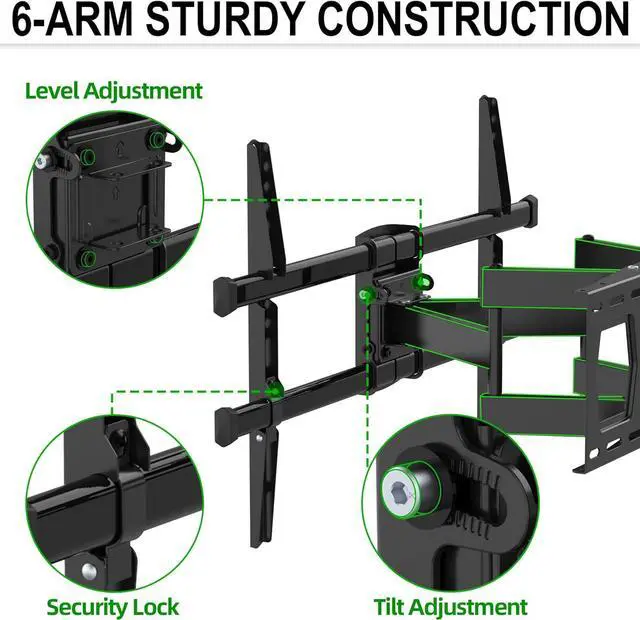 Alt view image 2 of 7 - USX MOUNT Full Motion TV Wall Mount for Most 37-85 Inch TV up to 132lbs, TV Mount Articulating with Swivel, Tilt & Extension, Wall Mounts T V Bracket for VESA 600x400mm 400x300mm, 8-16" Wood Studs