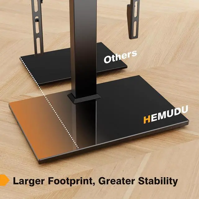 Alt view image 5 of 7 - Universal TV Stand - Table Top TV Stand for 27-60 inch LCD LED TVs - 6 Level Height Adjustable TV Base Stand with Tempered Glass Base & Wire Management, VESA 400x400mm