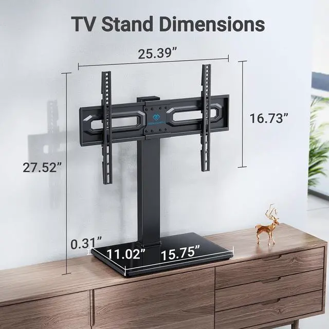 Alt view image 7 of 7 - PERLESMITH Universal Swivel TV Stand Mount for 37-80 Inch LCD OLED Flat/Curved Screen TVs-Height Adjustable Table Top TV Stand/Base with Wire Management,VESA 600x400mm up to 99lbs,PSTVS35