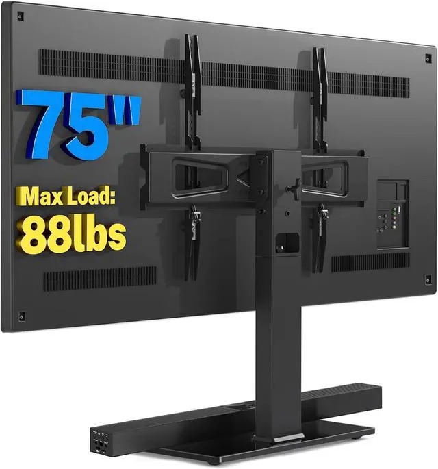 Main image of Rfiver Universal Swivel Table Top TV Stand for 37 to 65, 70 75 inch TVs, Height Adjustable Table Top TV Stand Mount with Tilt, Heavy Duty TV Replacement Stand with Tempered Glass Base Up to 110lbs