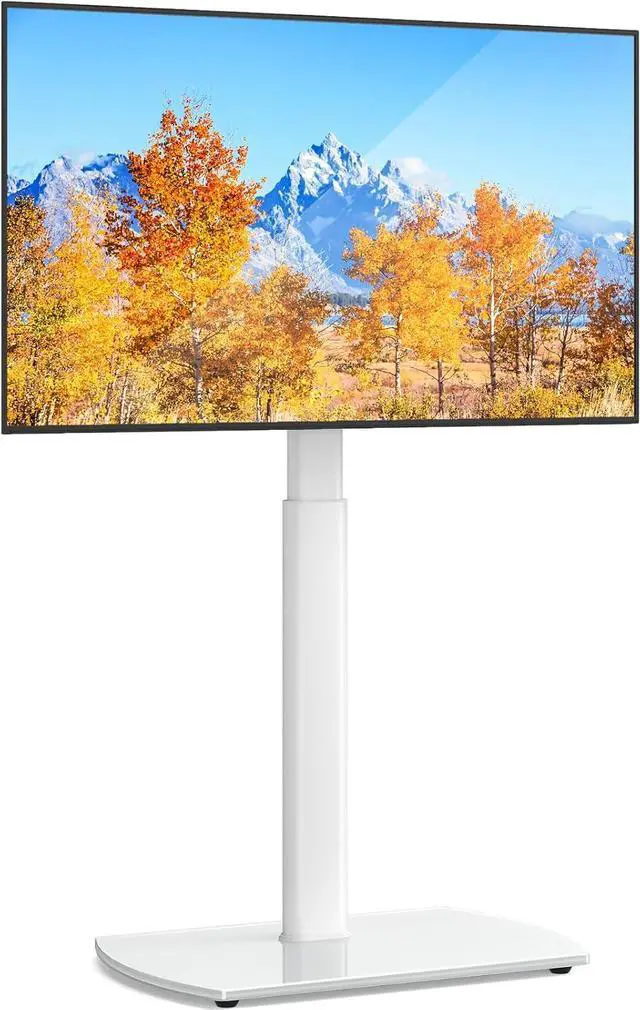 Main image of YOMT Universal TV Floor Stand with Mount for 27-70 Inch LCD LED OLED TVs, Swivel Height Adjustable Tall TV Stand, Space Saving Design for Corner Bedroom Living Room, White