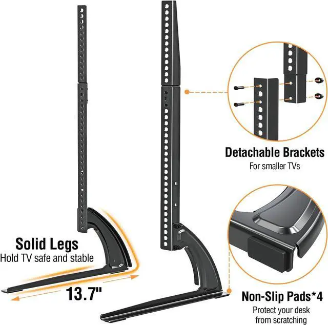 Alt view image 4 of 7 - ELIVED Universal Table Top TV Stand for Most 32 to 70 inch LCD LED Plasma Flat Screen TVs, TV Base Height Adjustable Leg Stand Holds up to 88 lbs, VESA up to 800x600mm, YD1024