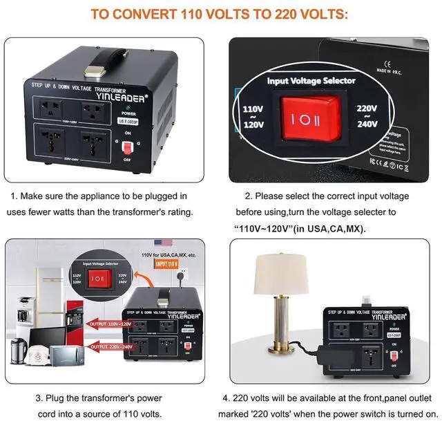 Alt view image 3 of 7 - Yinleader 3000 Watt Voltage Converter Transformer Step Up 110V to 220V or Step Down 220V to 110V Power Converter Adapter for use in The United States for European and Asian Household appliances
