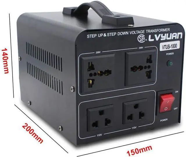 Alt view image 5 of 7 - Voltage Transformer Converter 1000 Watt Step Up/Down Convert from 110-120 Volt to 220-240 Volt and from 220-240 Volt to 110-120 Volt with 2 US Outlets, 2 Universal Outlets