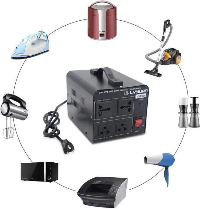 Alt view image 6 of 7 - Voltage Transformer Converter 1000 Watt Step Up/Down Convert from 110-120 Volt to 220-240 Volt and from 220-240 Volt to 110-120 Volt with 2 US Outlets, 2 Universal Outlets