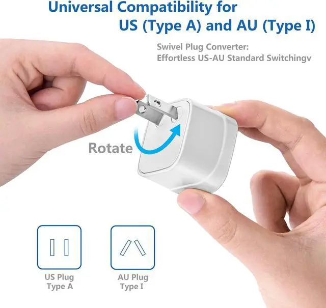 Alt view image 3 of 7 - FOVAL Power Step Down 220V to 110V Travel Voltage Converter International Power Adapter for Hair Straightener/Curling Iron with 4-Port USB Charging US/UK/AU/EU Universal Plug Adapter (White)