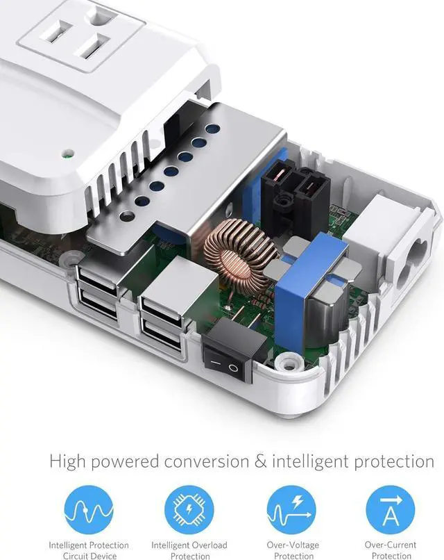 Alt view image 7 of 7 - BESTEK Universal Travel Adapter 220V to 110V Voltage Converter with 6A 4-Port USB Charging and UK/AU/US/EU Worldwide Plug Adapter (White)