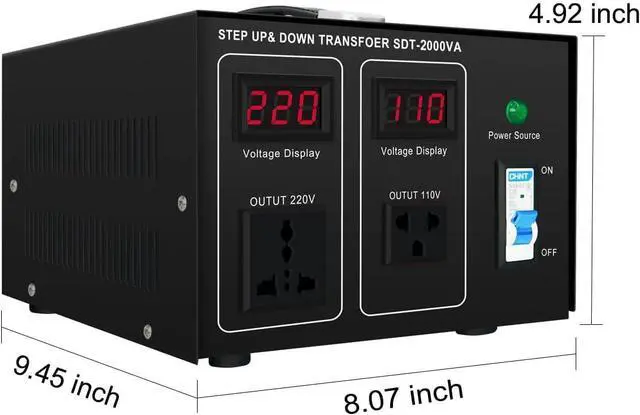 Alt view image 6 of 6 - Step UP/Down Transformer 220v to 110v, 2000W 110 to 220 Voltage Converter 120v to 240V Heavy Duty Power Transformer