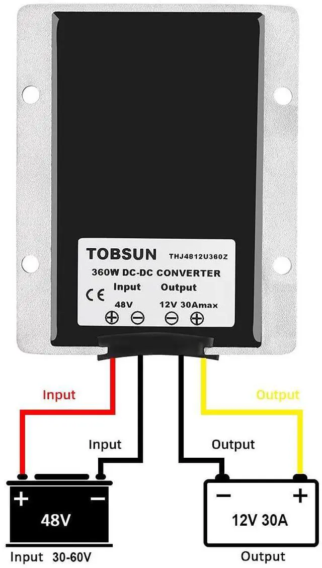 Alt view image 7 of 7 - 30A 360W DC 36V/48V to 12V Voltage Converter with Fuse - Waterproof Step Down Regulator Buck Reducer Power Transformer for Golf Cart - DC 36V/48V to 12V 30A
