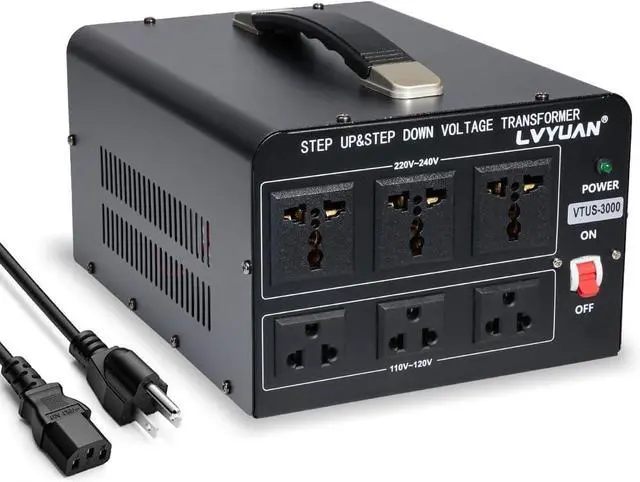 Main image of LVYUAN 3000 Watt Voltage Converter Transformer Heavy Duty Step Up/Down AC 110V/120V/220V/240V Power Converter with 3 US Outlets, 3 Universal Outlets, Resettable Circuit Breaker Protection