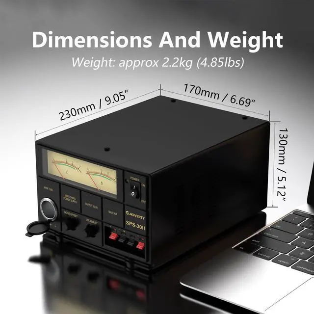 Alt view image 3 of 6 - Universal Compact Bench Power Supply- 30 Amp Regulated Home Lab Benchtop AC-to-DC Converter 13.8 Volt/9-15Volt, Cooling Fan, Screw Type Terminals - Jesverty SPS-30II