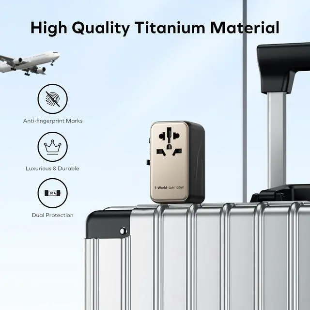 Alt view image 6 of 6 - MOMAX Universal Travel Adapter, 120W GaN Fast International Power Adapter, 3 USB C & 1 USB A, Worldwide Travel Plug Adapter, All-in-One Worldwide Wall Charger for USA European UK AUS (Type C/G/A/I)