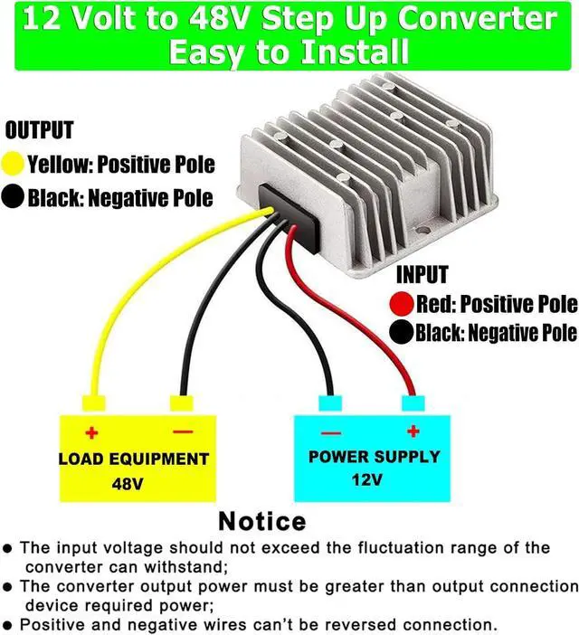 Alt view image 6 of 7 - 12V to 48V Boost Converter 12 Volt to 48V 288W 6A Step Up Converter Voltage Regulator for Golf Carts, Club Car, Solar System, RV, LED Lights
