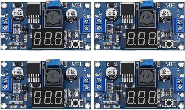 Main image of 4 Pieces Adjustable LM2596S DC-DC Buck Converter Reduced Voltage Regulator Power Module 36V 24V 12V to 5V 2A Voltage Stabilizer with Digital Voltmeter Display