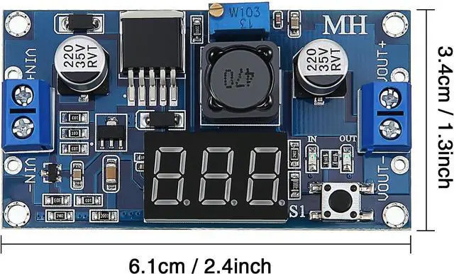 Alt view image 2 of 7 - 4 Pieces Adjustable LM2596S DC-DC Buck Converter Reduced Voltage Regulator Power Module 36V 24V 12V to 5V 2A Voltage Stabilizer with Digital Voltmeter Display