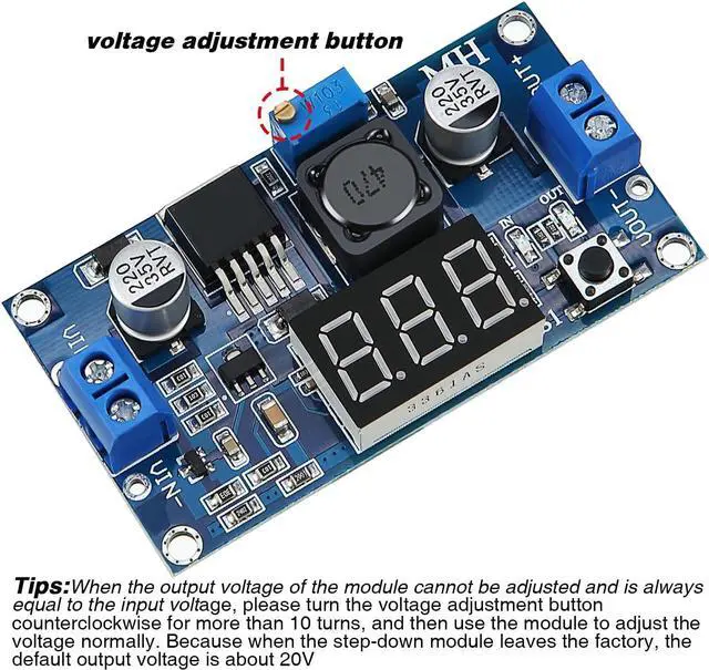 Alt view image 4 of 7 - 4 Pieces Adjustable LM2596S DC-DC Buck Converter Reduced Voltage Regulator Power Module 36V 24V 12V to 5V 2A Voltage Stabilizer with Digital Voltmeter Display