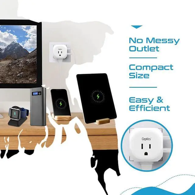 Alt view image 5 of 5 - Ceptics India, Pakistan Travel Adapter - 5 Input with QC 3.1A Dual USB and USB-C - Ultra Compact - Light Weight - USA to Any Type D Countries Such as Bangladesh, Maldives and More (PTU-10), White