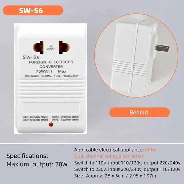 Alt view image 4 of 7 - Voltage Converter 70W 110V/120V to 220V/240V Step-Up&Down Voltage Converter Transformer for Travel