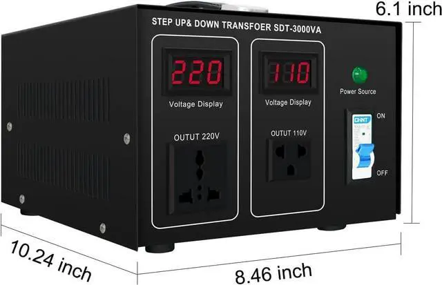 Alt view image 6 of 6 - Step Down/Up Transformer 220v to 110v, 3000W Voltage Converter 110 to 220 120v to 240V Heavy Duty Power Transformer