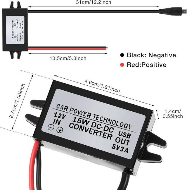 Alt view image 3 of 7 - Weewooday 3 Pieces 12V to 5V Converter DC-DC Buck Module Micro USB Power Adapter Car Power Converter Regulator