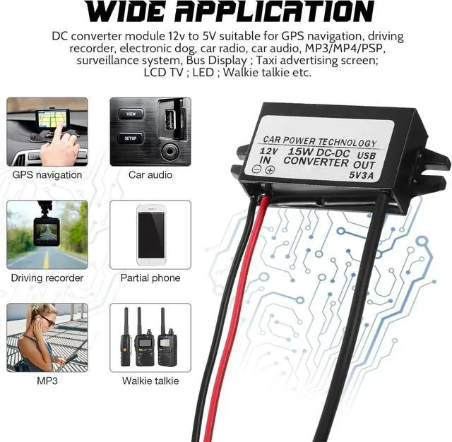 Alt view image 6 of 7 - Weewooday 3 Pieces 12V to 5V Converter DC-DC Buck Module Micro USB Power Adapter Car Power Converter Regulator