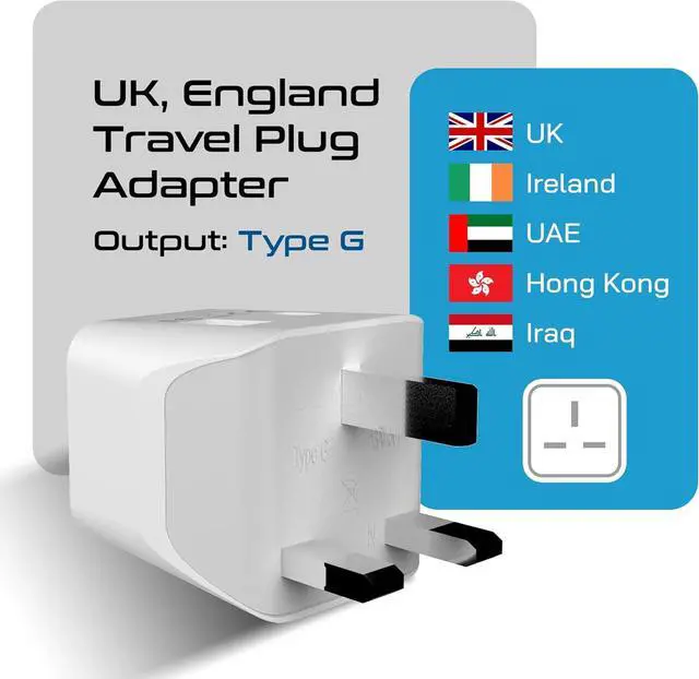 Alt view image 3 of 7 - Ceptics UK Travel Adapter Plug - with 2 USB + USA Socket Input - Type G - Ultra Compact - Safe Grounded Perfect for Cell Phones, Laptops, Camera Chargers
