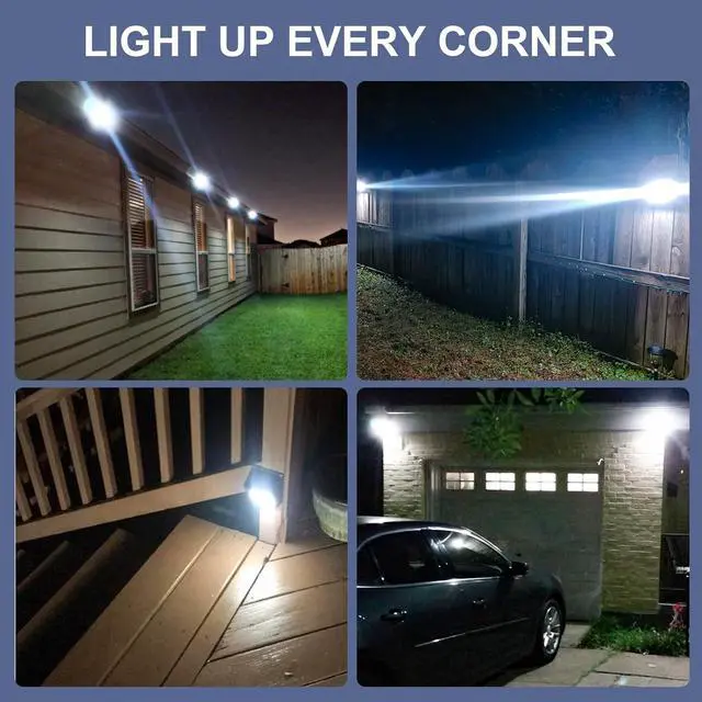 Alt view image 3 of 7 - Solar Outdoor Lights -120° Illumination Solar Motion Sensor Lights Outdoor - IP65 Waterproof Wireless Security Outdoor Solar Powered Lights for Garden Fence Patio Deck28LED 4-Pack