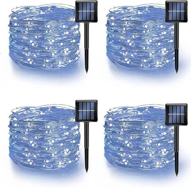 Main image of TW SHINE White Solar String Lights Outdoor, Total 160 FT 480 LED Solar Powered Waterproof Fairy Lights 8 Modes Copper Wire Lights for Christmas Party Tree Wedding Yard Decorations, 4 Pack