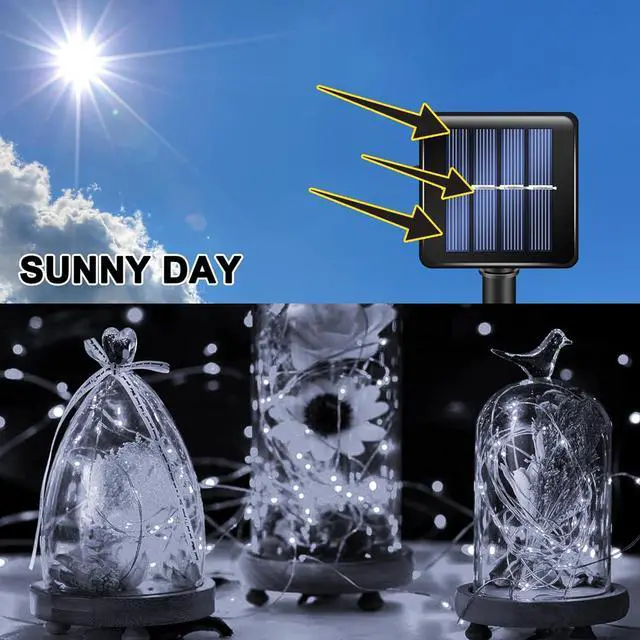 Alt view image 3 of 7 - TW SHINE White Solar String Lights Outdoor, Total 160 FT 480 LED Solar Powered Waterproof Fairy Lights 8 Modes Copper Wire Lights for Christmas Party Tree Wedding Yard Decorations, 4 Pack