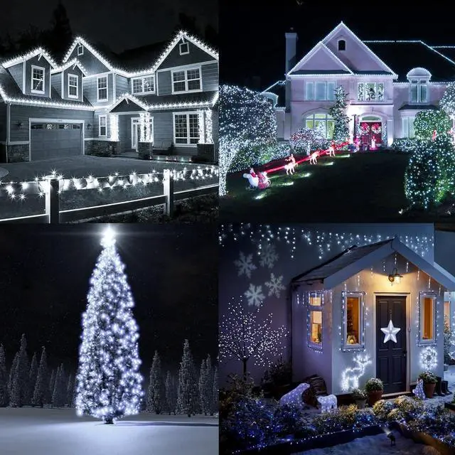 Alt view image 6 of 7 - TW SHINE White Solar String Lights Outdoor, Total 160 FT 480 LED Solar Powered Waterproof Fairy Lights 8 Modes Copper Wire Lights for Christmas Party Tree Wedding Yard Decorations, 4 Pack
