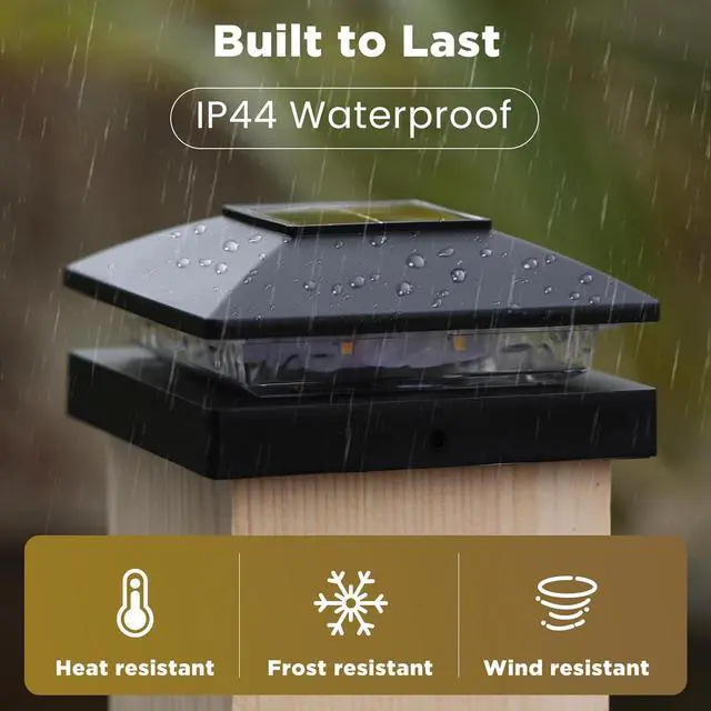 Alt view image 3 of 6 - Solar Post Cap Lights Outdoor 8pack, Black Waterproof Solar Powered Deck Fence Post Lights Fit 4x4 Wood/Vinyl Posts, Bright Warm White Solar Post Lights Decorate Deck, Patio, Porch, Fence